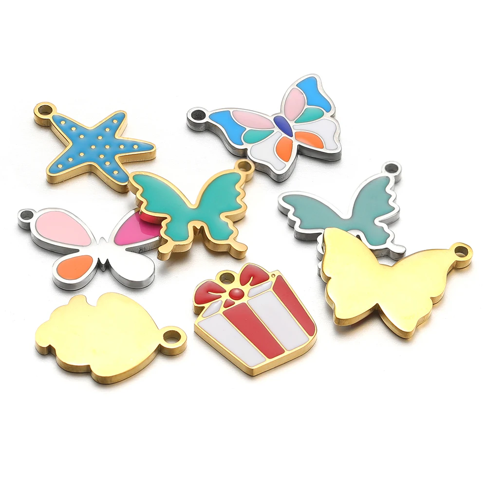 Jewelry Making 4 Year Old - 5pcs Stainless Steel Star Butterfly Leaf