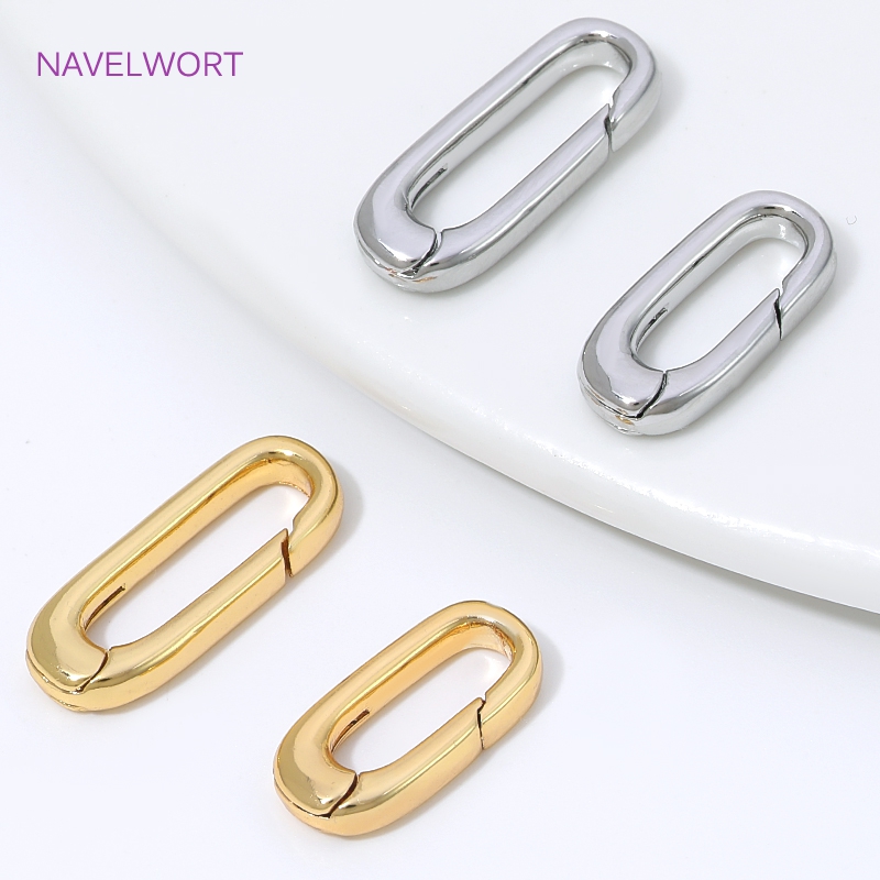 Jewelry Making Hardware - 1/2/4Pcs 18K Gold Plated Oval Spring