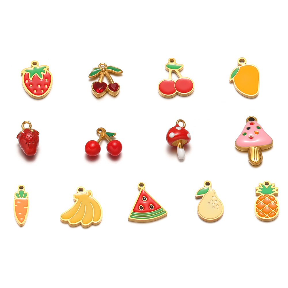Jewelry Making 4 Year Old - 5Pcs Stainless Steel Cute Mushroom Enamel