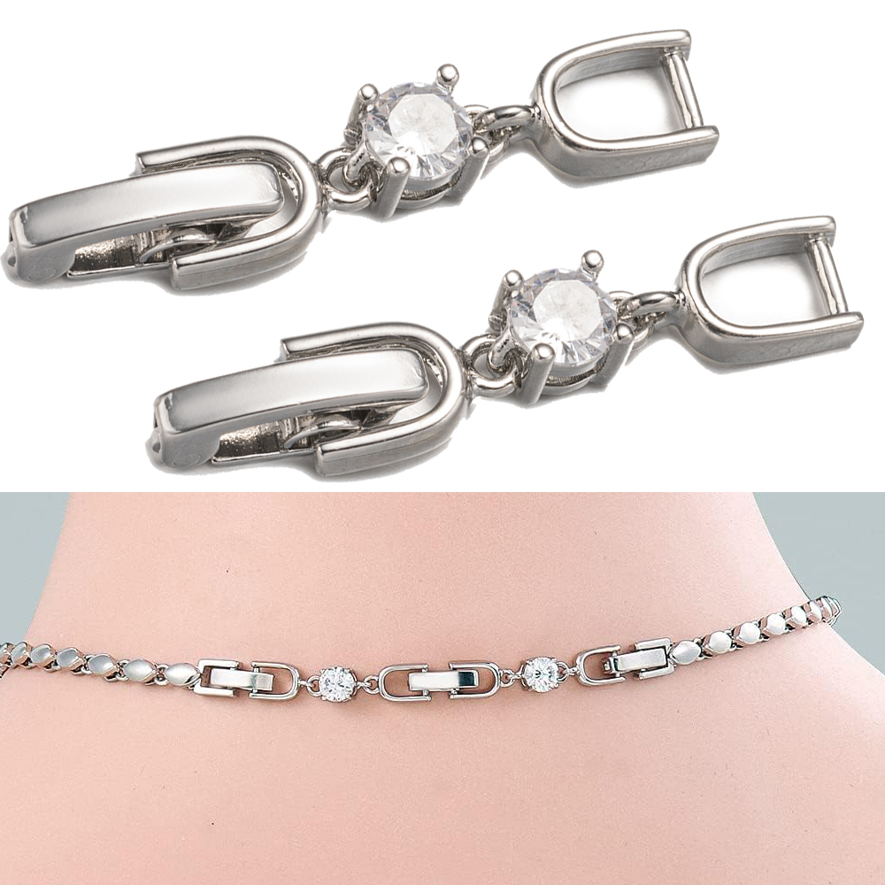 Jewelry Making Hardware - 5pcs White Gold Plated Crystal Rhinestone