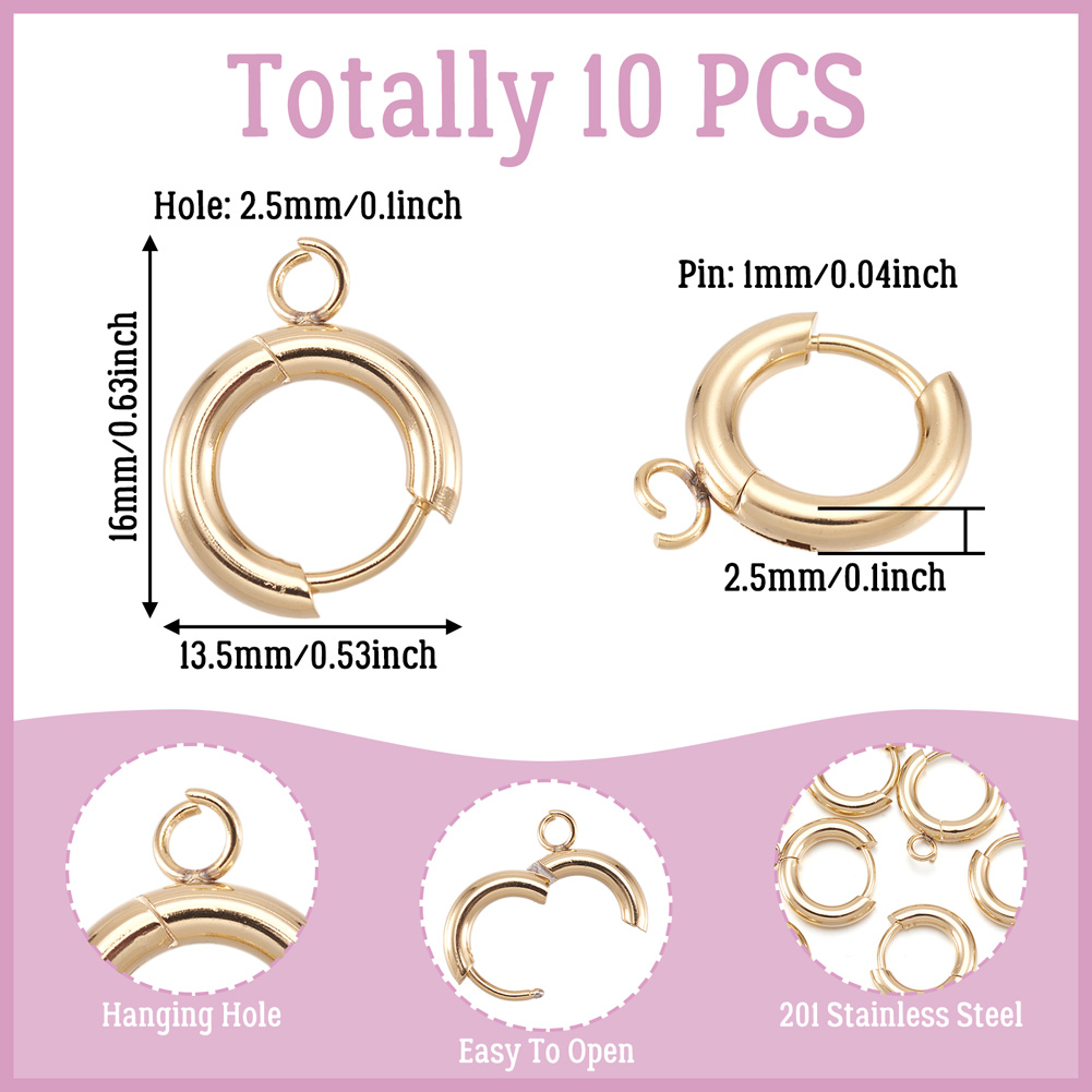 10pcs 201 Stainless Steel Hugg - Jewelry Making Hardware ulasan dan harga