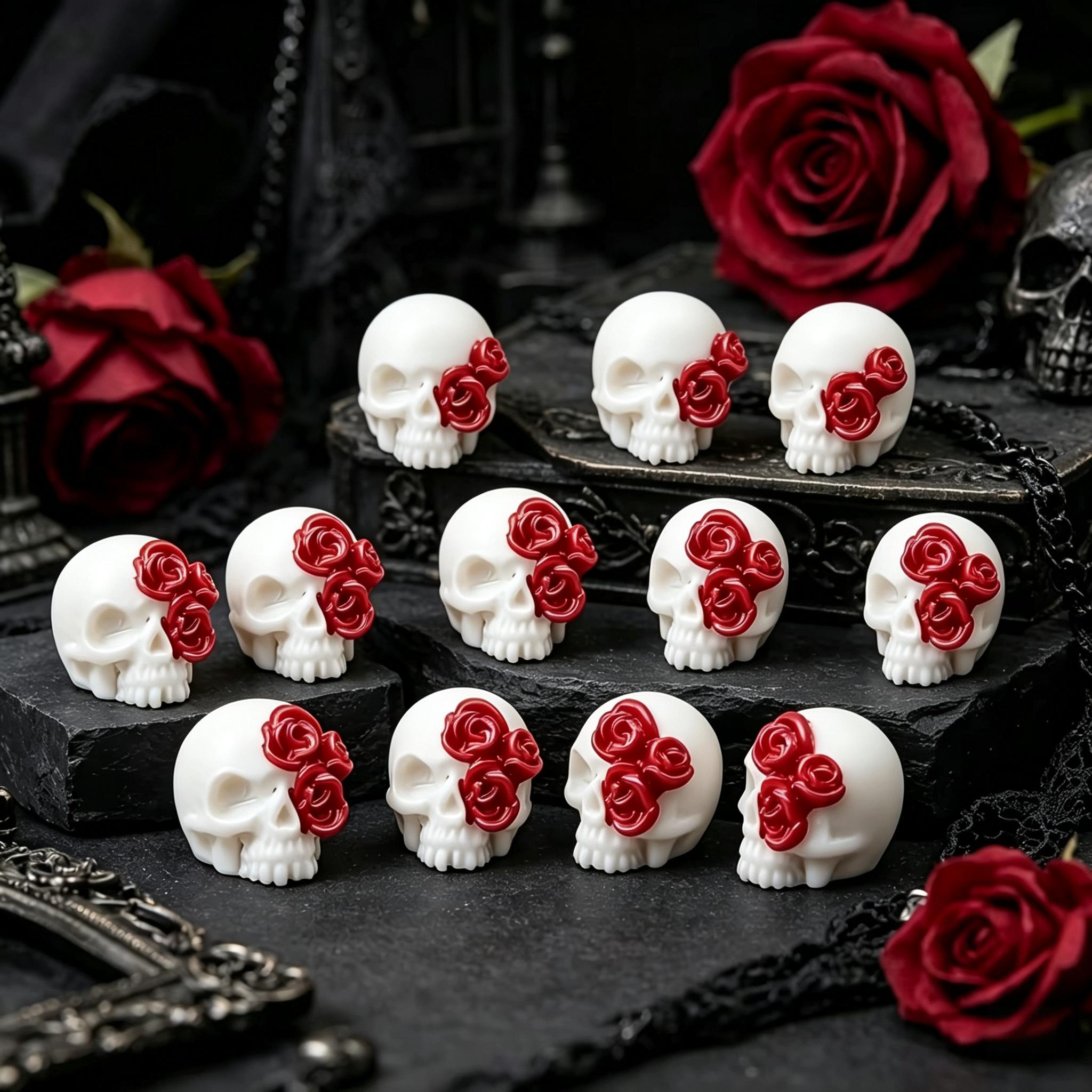 3D Rose Skull Resin Pendants G - Jewelry Making Event ulasan dan harga