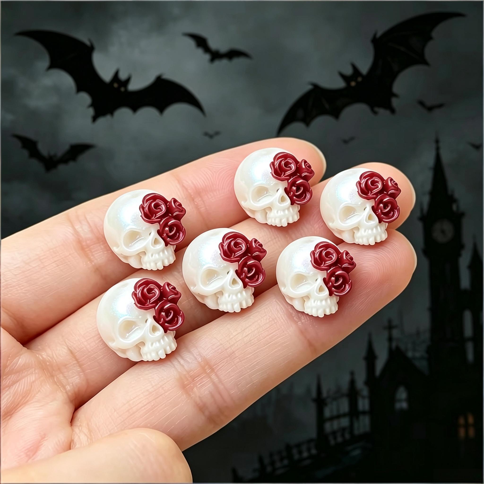 3D Rose Skull Resin Pendants G - Jewelry Making Event ulasan dan harga
