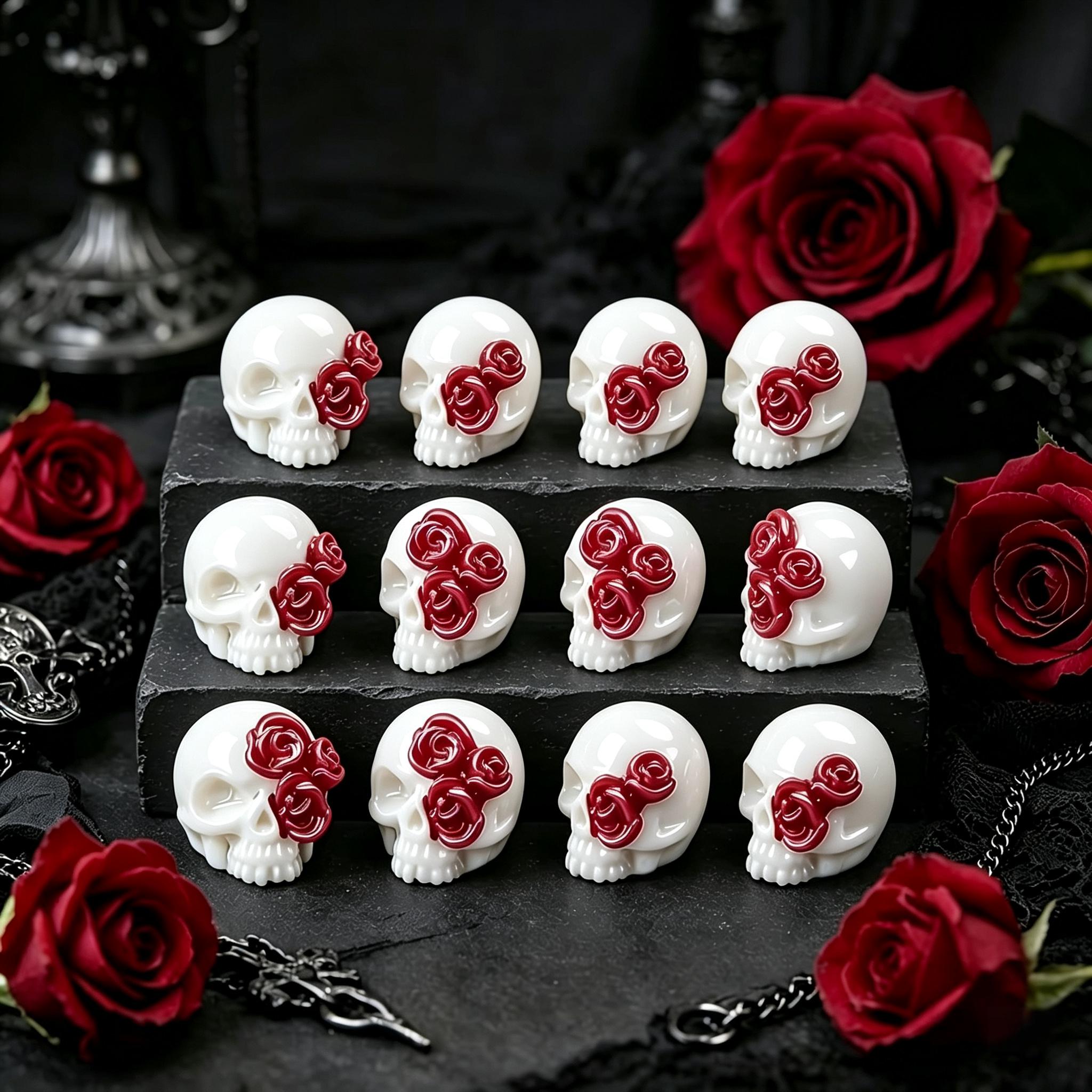 3D Rose Skull Resin Pendants G - Jewelry Making Event ulasan dan harga