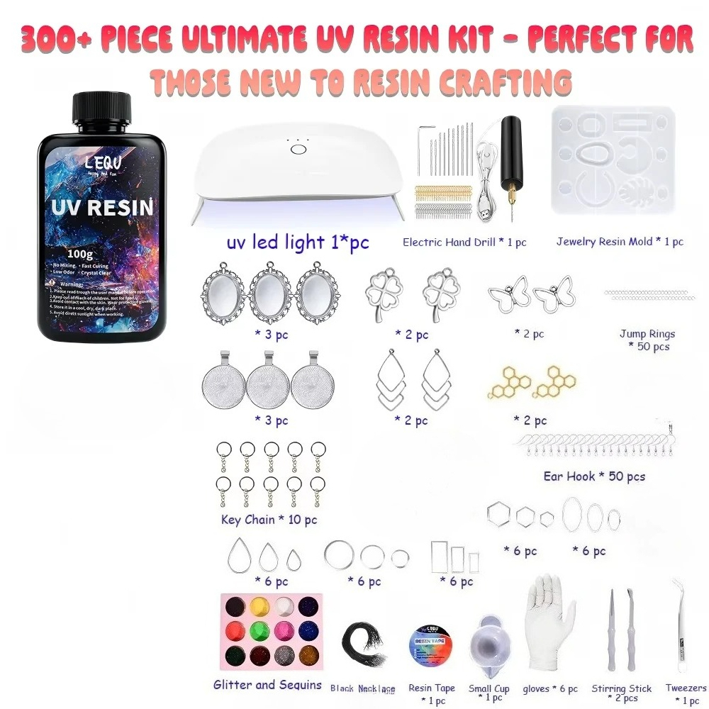300Pcs UV Resin Kit 100g Clear - Jewelry Making Uv Resin Kit ulasan dan harga