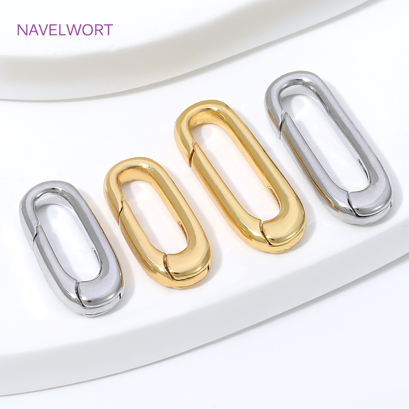 1/2/4Pcs 18K Gold Plated Oval  - Jewelry Making Hardware ulasan dan harga