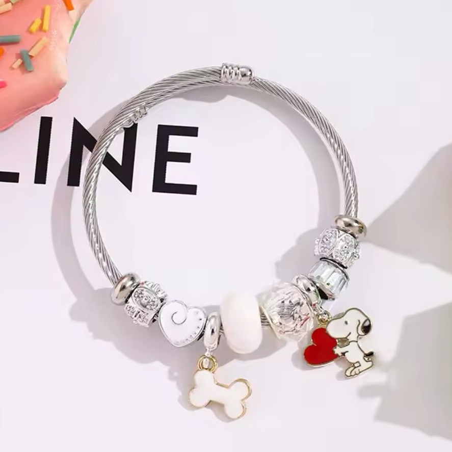 Cute Cartoon Snoopy Bone Heart - Jewelry Making Parts ulasan dan harga