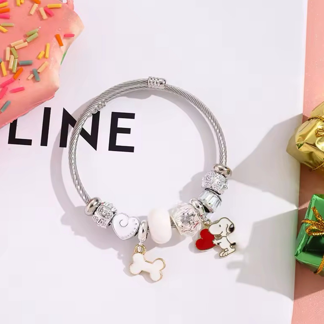 Cute Cartoon Snoopy Bone Heart - Jewelry Making Parts ulasan dan harga