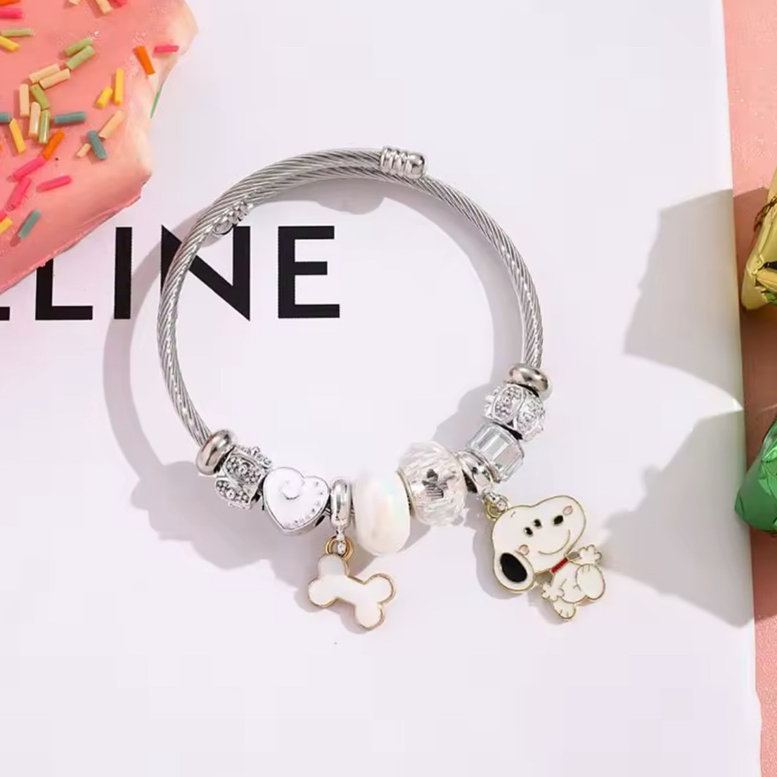 Cute Cartoon Snoopy Bone Heart - Jewelry Making Parts ulasan dan harga