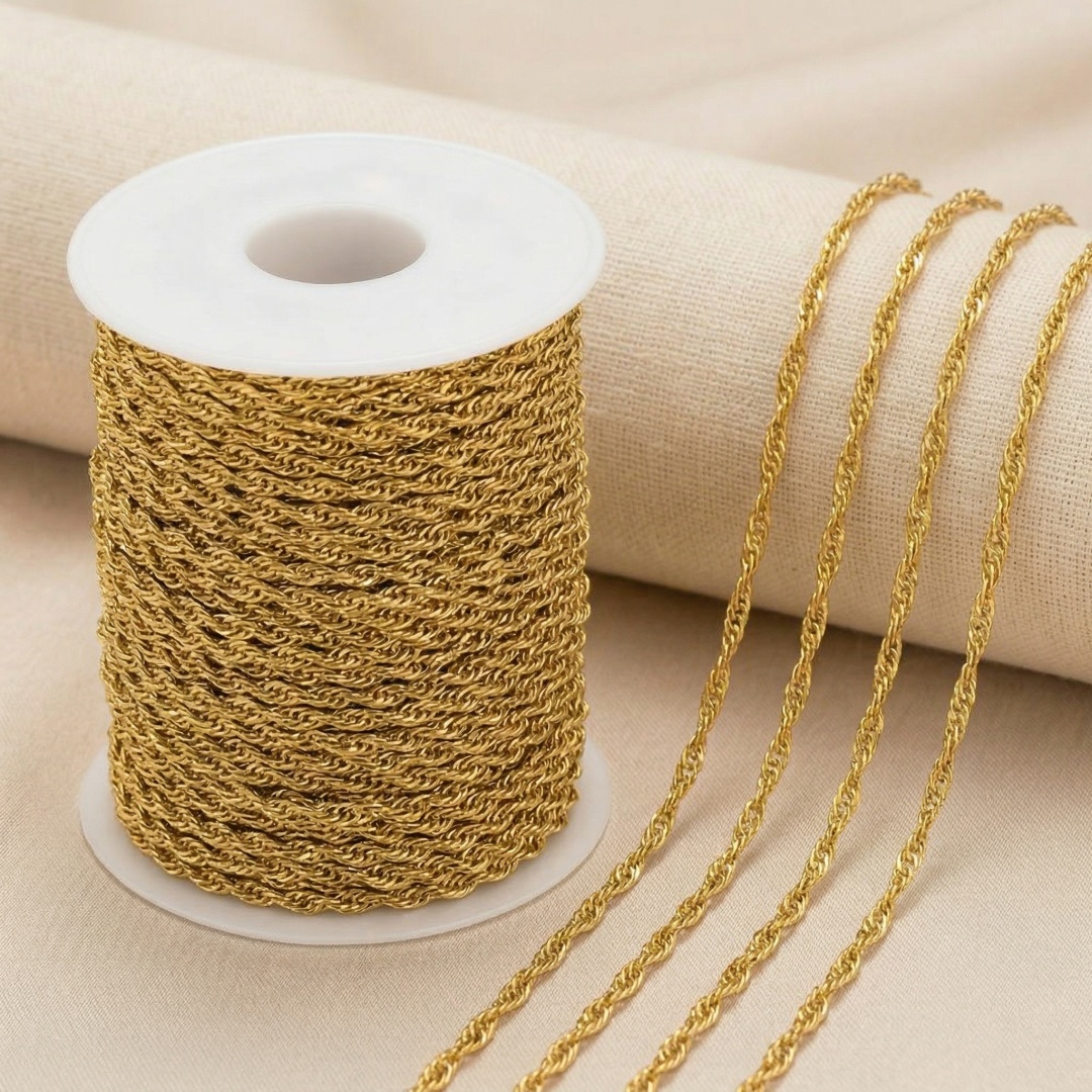 2Meters Gold Stainless Steel J - Jewelry Making Singapore ulasan dan harga