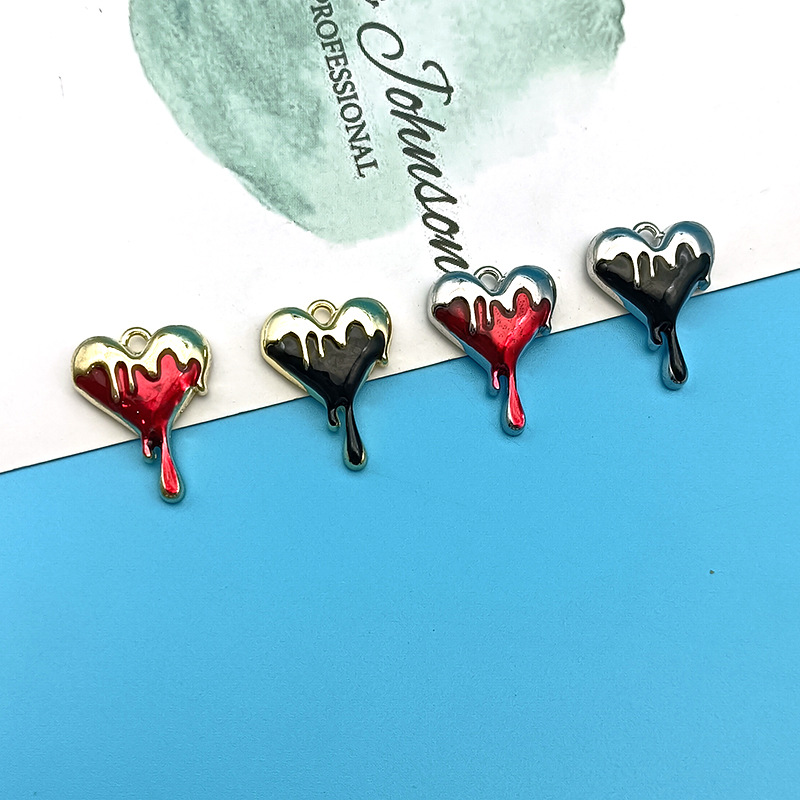 10pcs Melt Heart Charms Black  - Jewelry Making 4 Year Old ulasan dan harga