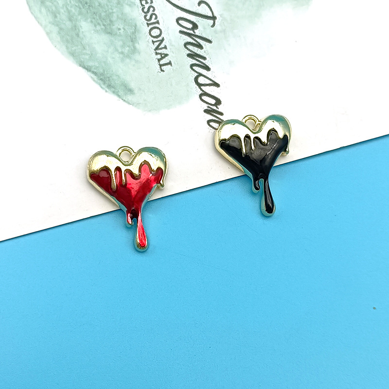 10pcs Melt Heart Charms Black  - Jewelry Making 4 Year Old ulasan dan harga