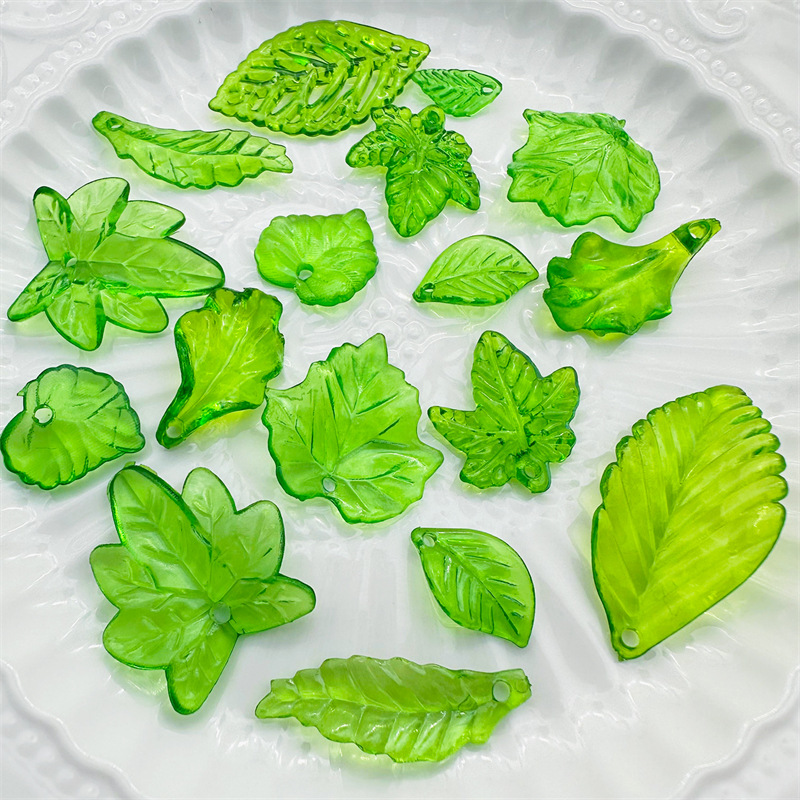 about 20pcs Green Acrylic Leaf - Jewelry Making Event ulasan dan harga