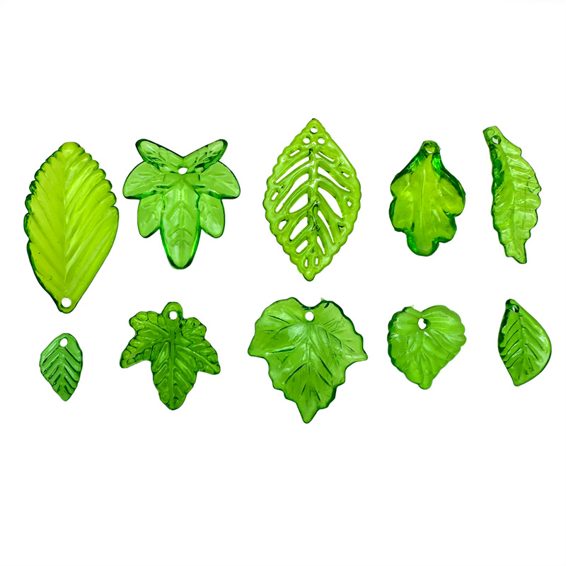 about 20pcs Green Acrylic Leaf - Jewelry Making Event ulasan dan harga